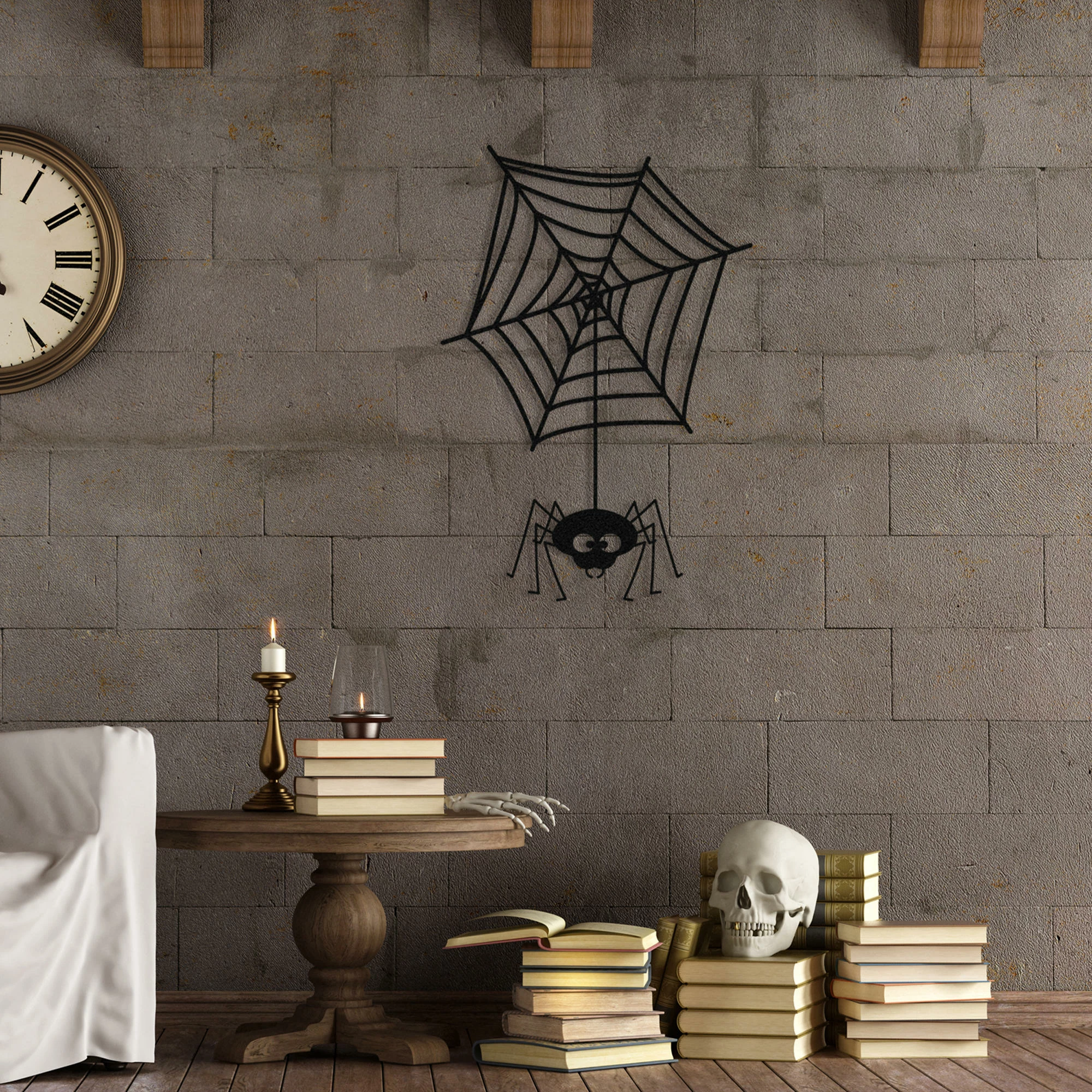 Aksesor muri dekorativ prej metali, Wallity, Halloween 13, ngjyrë e zezë, 36x53cm