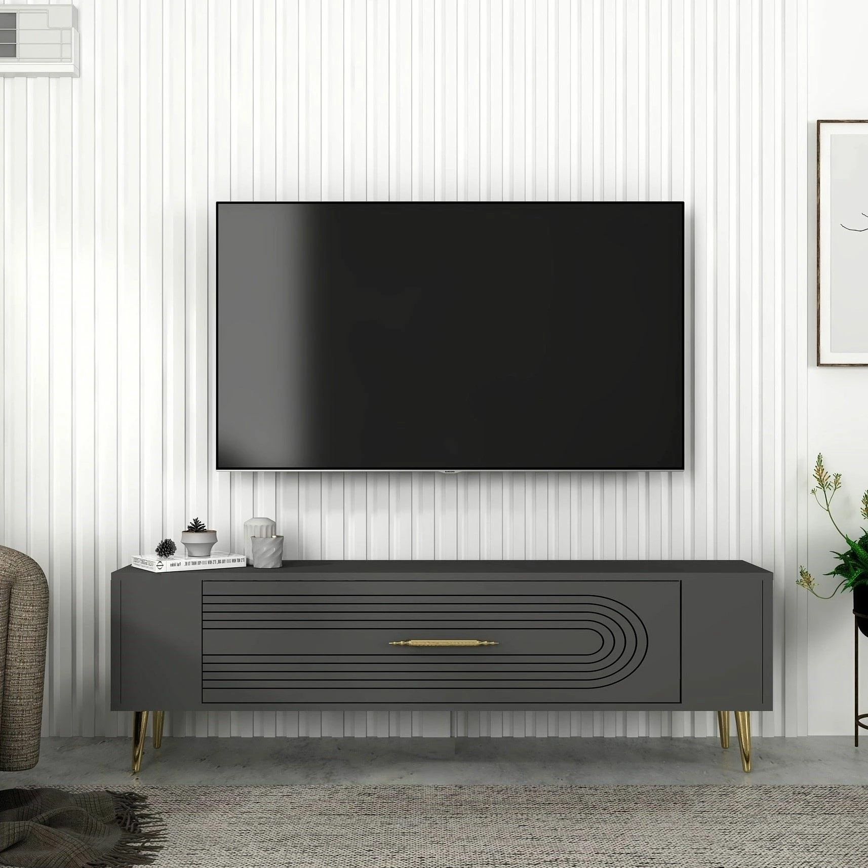 Komodë TV Skye Decor, Retrol3, antracit, ar