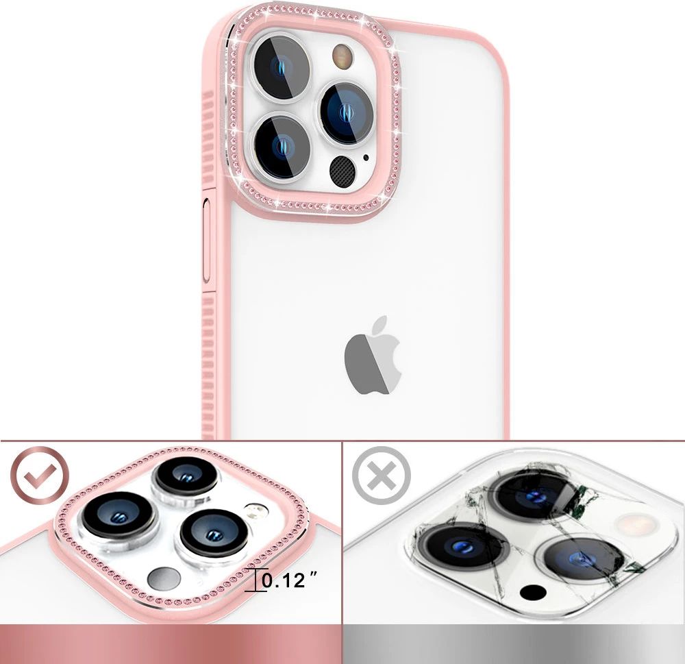 Mbështjellës Kingxbar Sparkle Series për iPhone 13 Pro me kristale, Rozë