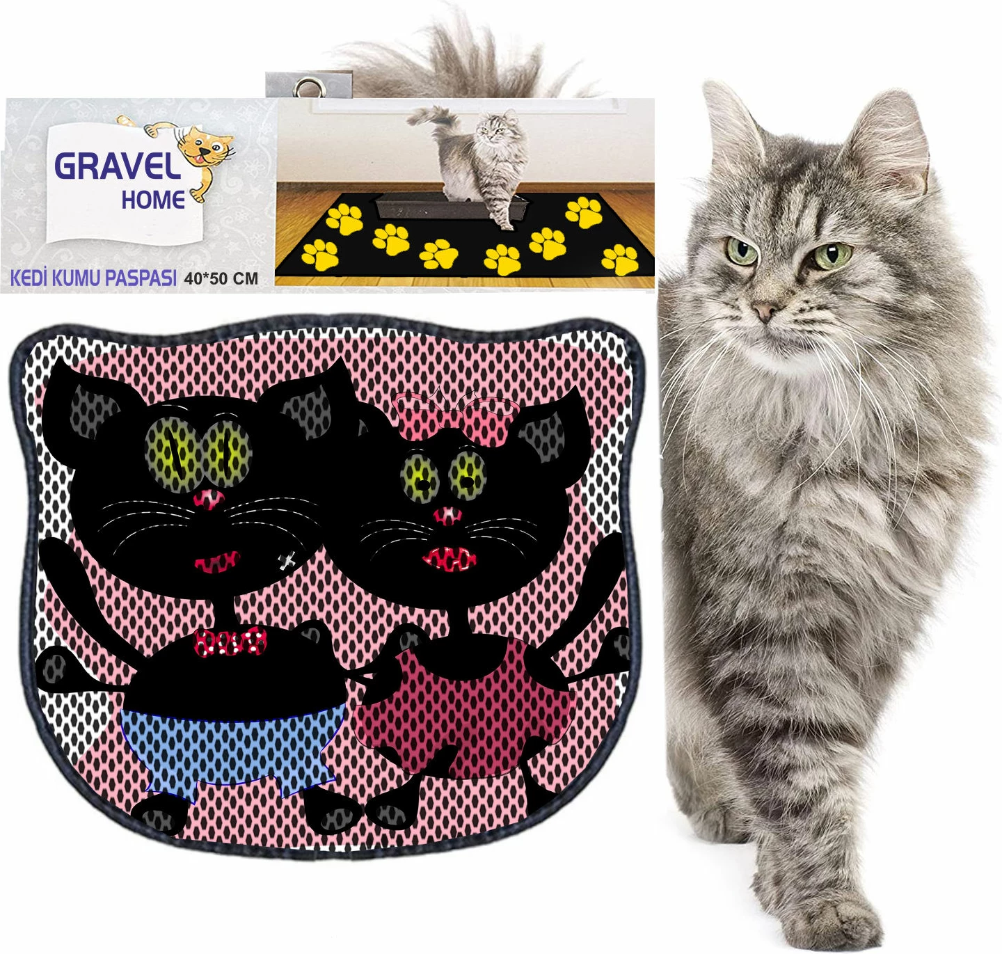 Tapet për rërë të maceve, shumëngjyrësh, Paws & Whiskers, Kdkafa0235