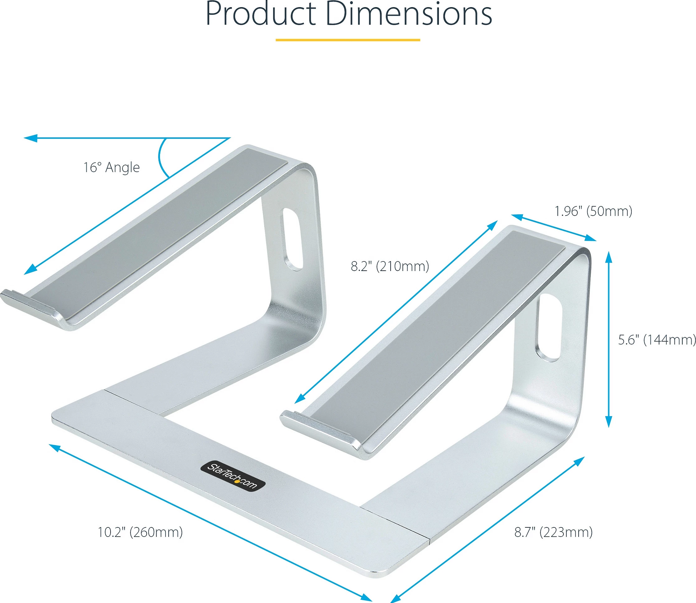 Mbajtëse laptopi StarTech LAPTOP-STAND, alumini, për deri 17", 5kg, argjendtë