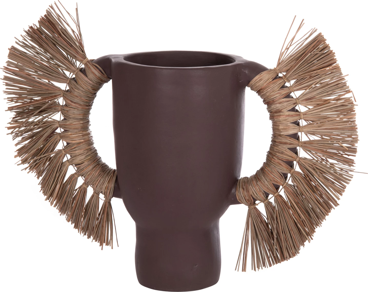 Vazo dekorative tavoline ALICA, terrakotë, ngjyrë çokollate, me bar të thatë, 64x22x38cm