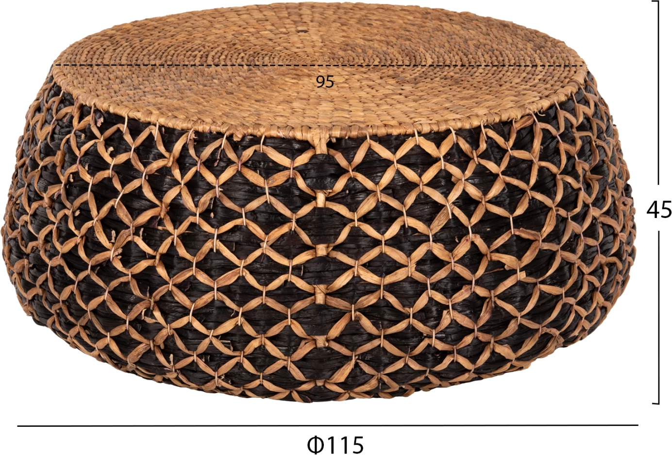 Tavolinë kafeje e rrumbullakët, ILION, FH7868, ngjyrë natyrale dhe e zezë, Φ115x45H cm