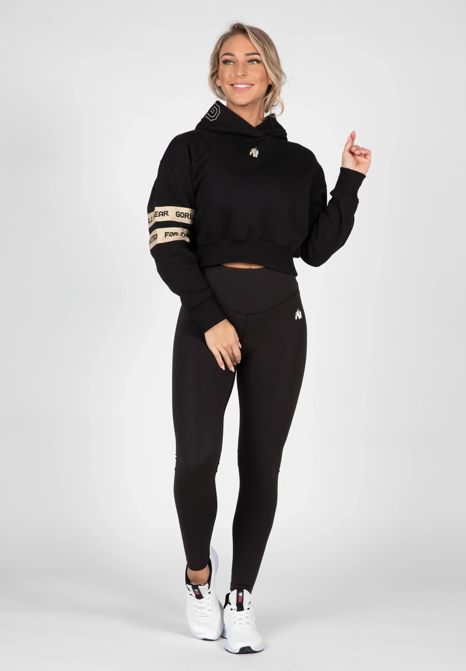 Tracey Cropped Hoodie - Black [Madhësia: L]