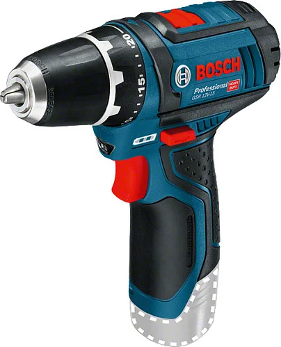 Bore/vidhues me bateri Bosch GSR 12V-15 Professional, 12V, 30 Nm, 1–10 mm mandrinë, blu/zi
