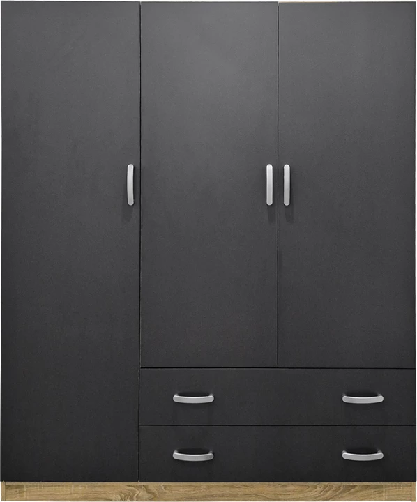 Dollap me tre dyer, dy sirtar, ngjyrë sonoma-antracit, Alvia, 150x51x180cm