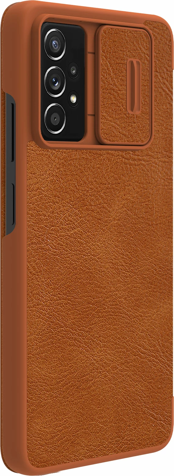 Mbështjellës Nillkin Qin për Samsung Galaxy A73, lëkurë, kafe