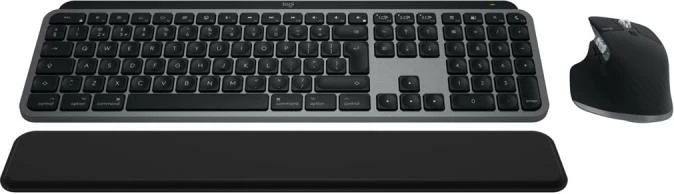 Set tastierë dhe Maus wireless Logitech MX Keys S Combo for Mac 920-012840, Bluetooth, layout DE, me mbështetëse dore, Space Gray