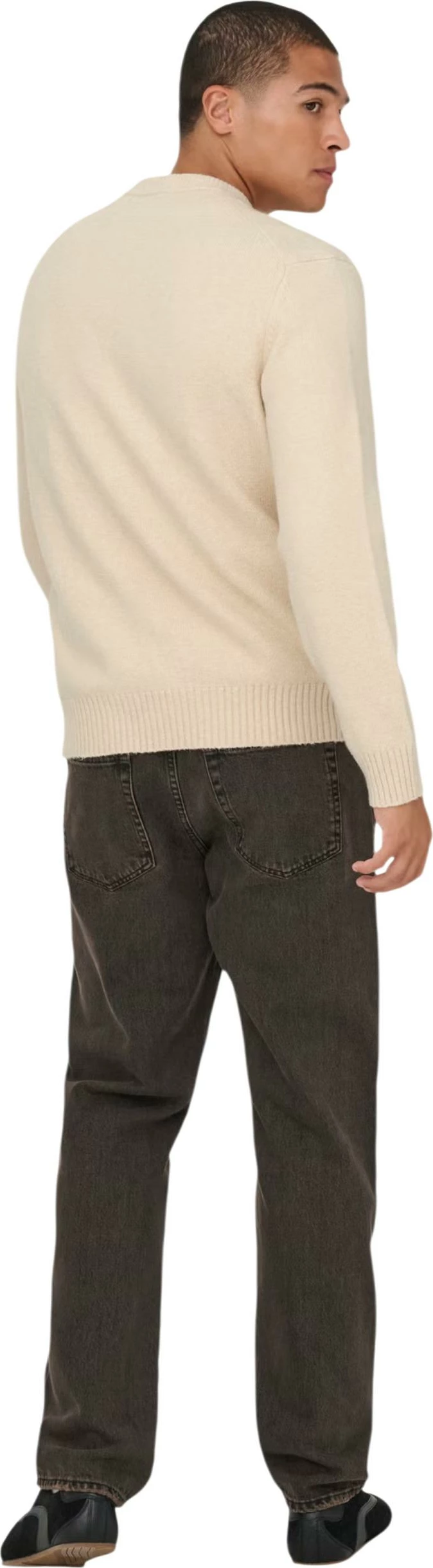 Xhemper për meshkuj Only & Sons Onsjames Rlx Crew Knit Noos 22033783, bezhë [Madhësia: S]