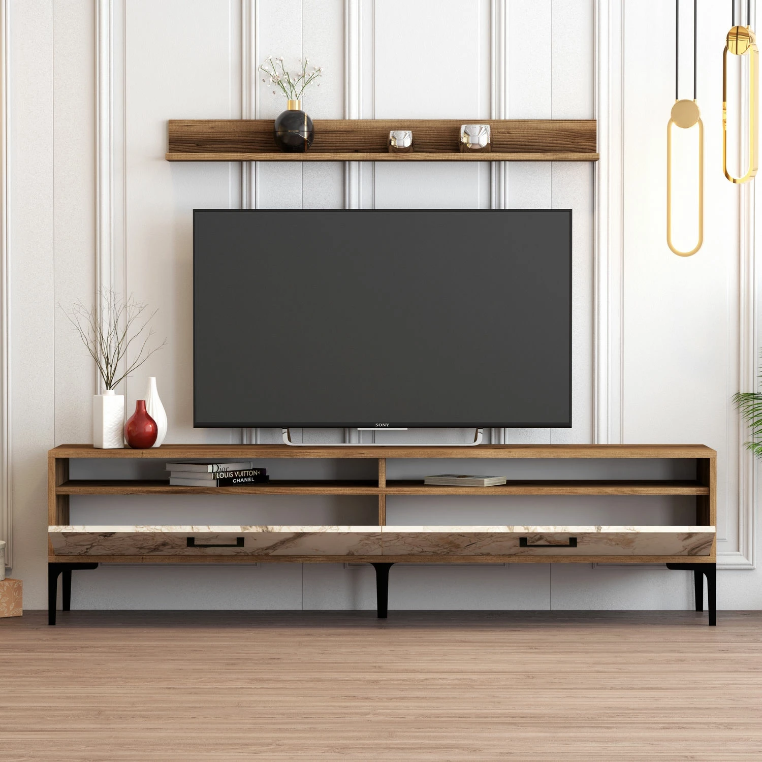Kënd TV Hanah Home, Istanbul, ngjyrë arre dhe mermer i bardhë
