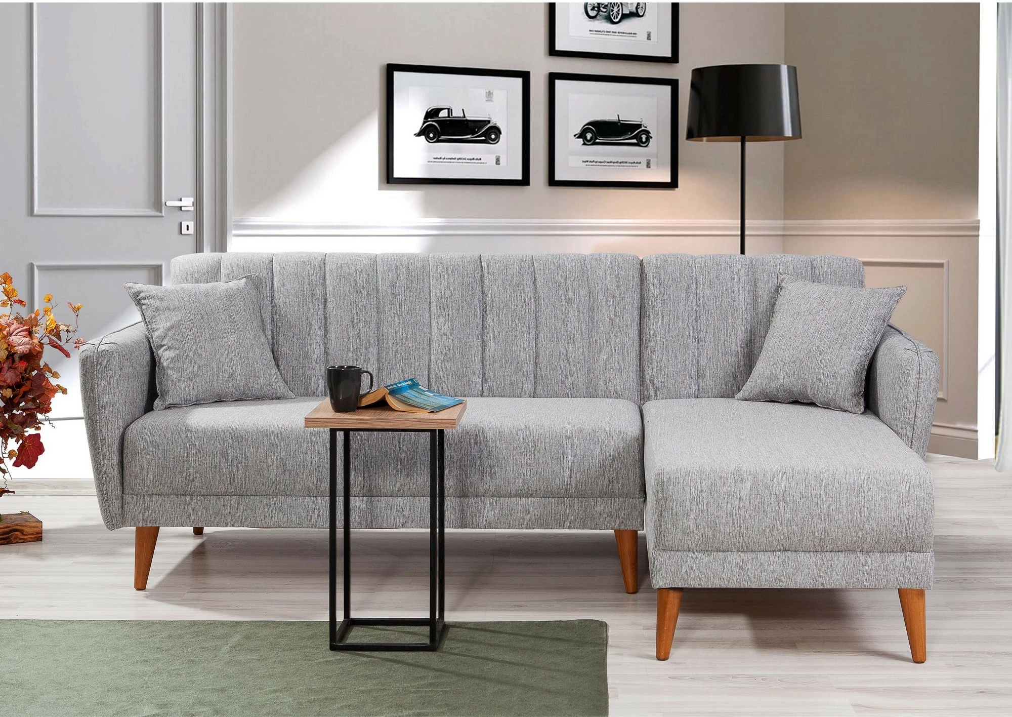 Kënd-sofë krevati Atelier del Sofa, kënd i djathtë, ngjyrë gri