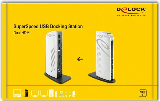 Docking station DeLOCK USB Dual HDMI, USB 3.2, LAN Gigabit, Audio 3.5 mm, e zezë/bardhë