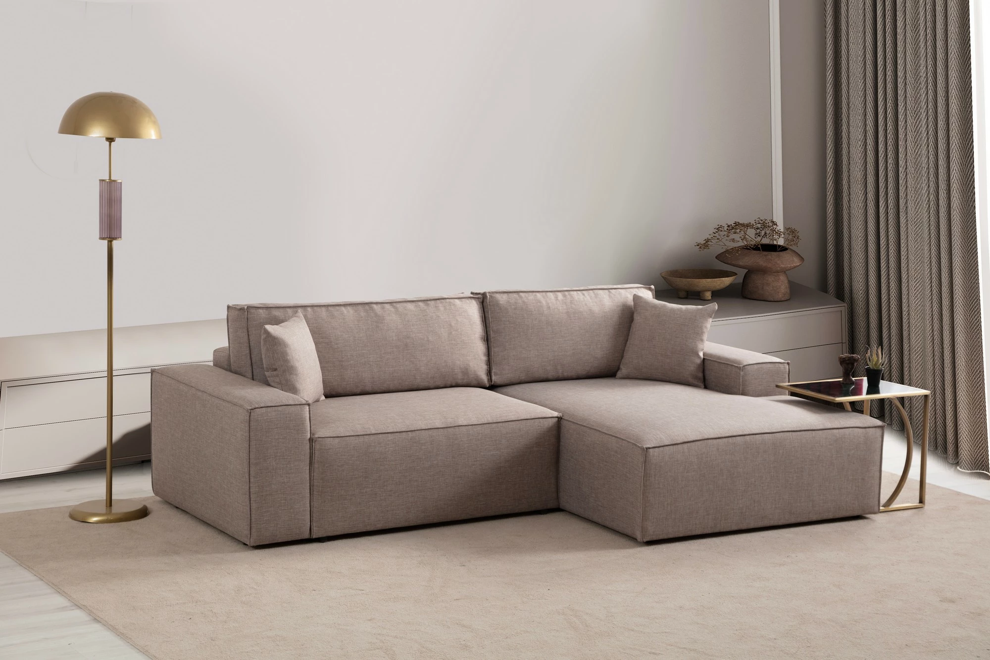 Kënd-sofë krevati Atelier del Sofa, kënd i djathtë, kafe