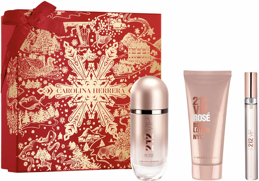 Eau de Parfum për femra Carolina Herrera 212 VIP Rose set 80ml + balsam trupi 100ml + spray parfum 10ml