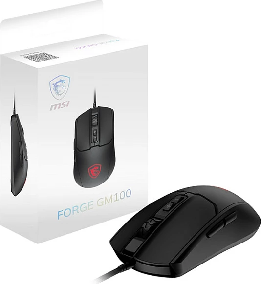Maus gaming MSI FORGE GM100, 6400 DPI, USB, me drita, i zi