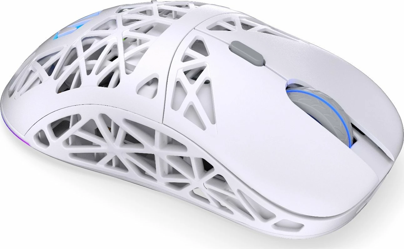 Maus gaming Endorfy LIV Plus Wireless EY6A017, PAW3395, 26000 DPI, RGB, tri-mode, dock karikimi, i bardhë