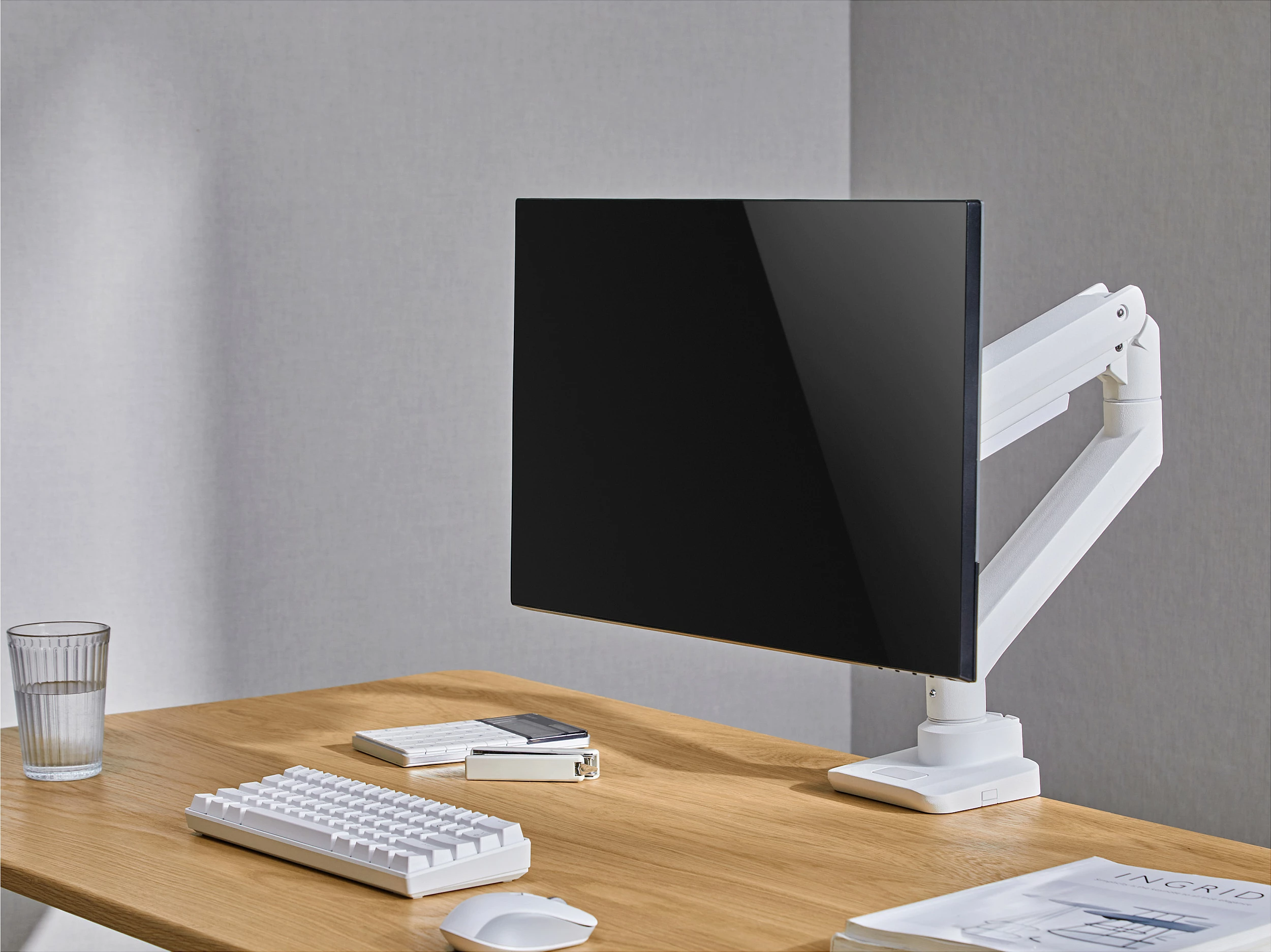 Mbajtëse monitori EQUIP Tischhalterung 17"-49", gas spring, VESA 75x75/100x100, 20 kg, e bardhë