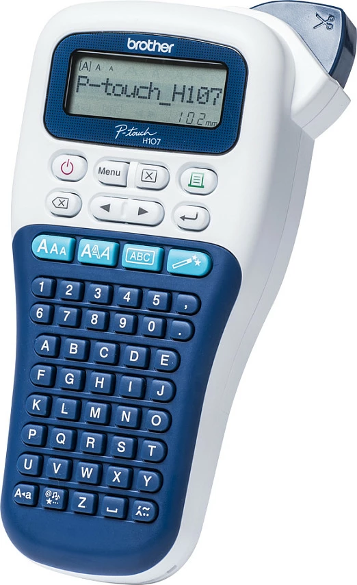 Printer etiketash Brother P-touch PT-H107B, 180 DPI, TZe, ekran LCD, blu/bardhë