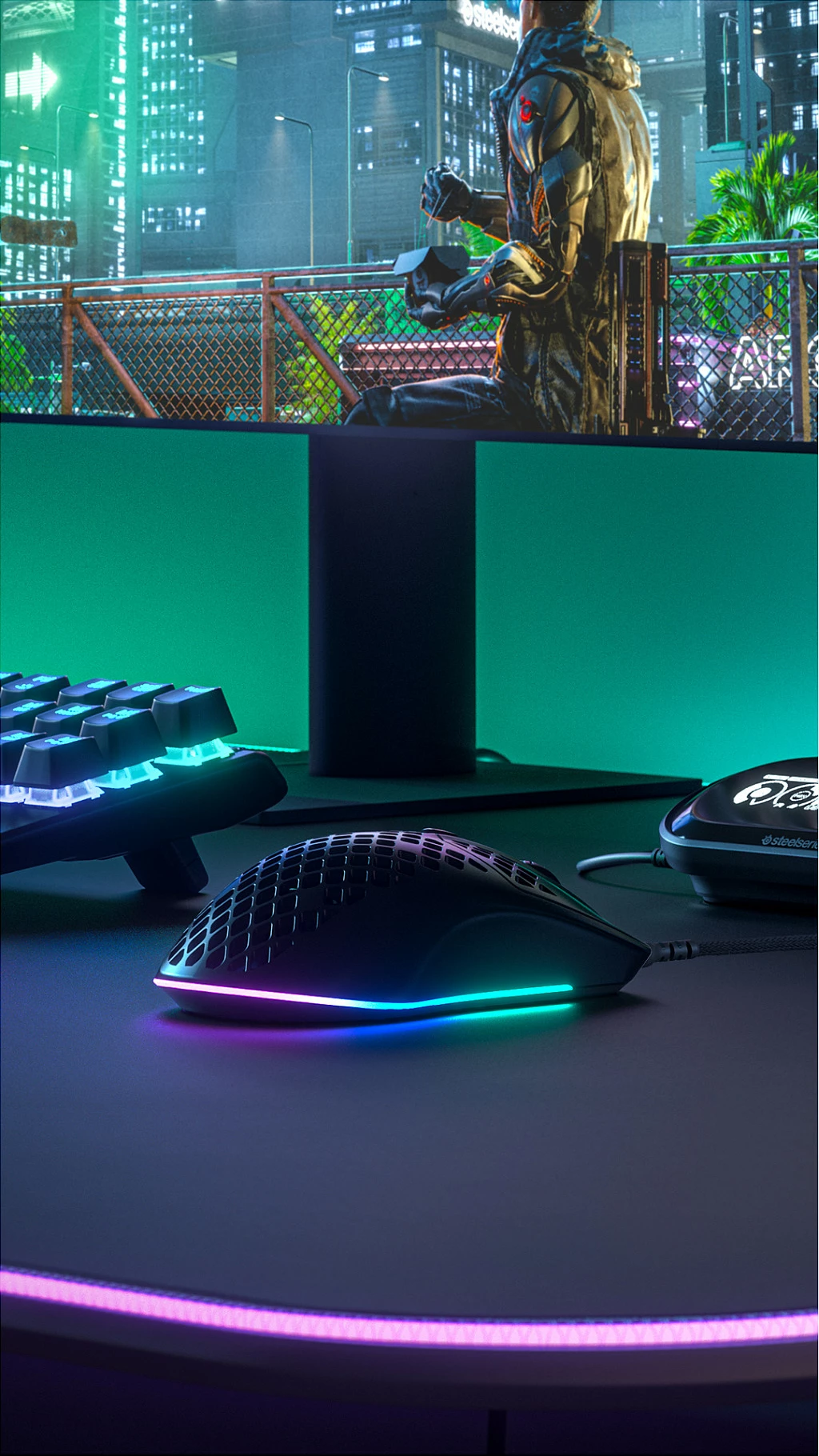 Maus gaming SteelSeries Aerox 3 Onyx 2022, 8500 DPI, RGB, IP54, i zi 5