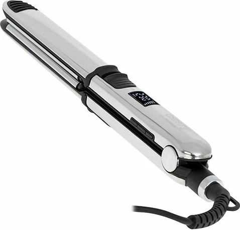 Drejtues flokësh CAMRY CR2320C me funksion jonik, pllaka titani 28x110 mm, 6 temperatura 130-230°C, ekran LCD, 55W, argjendtë/zi