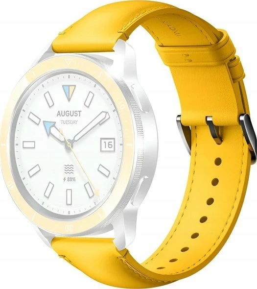Rrip Smartwatch Xiaomi BHR7881GL, lëkurë eko, i rregullueshëm 135-205 mm, kompatibil me Watch S3/S1/S1 Pro/2/2 Pro, i verdhë krom 7