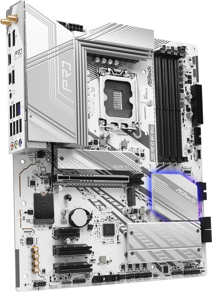 Pllakë amë ASRock Z890 PRO RS WiFi White LGA1851 DDR5 ATX PCIe 5.0 Thunderbolt 4 Wi‑Fi 6E e bardhë