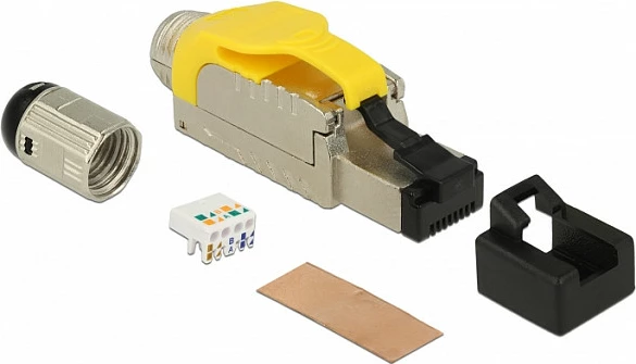 Konektor RJ-45 DeLOCK 86287, Cat6a S/UTP (STP), montim pa vegla, argjend/verdhe