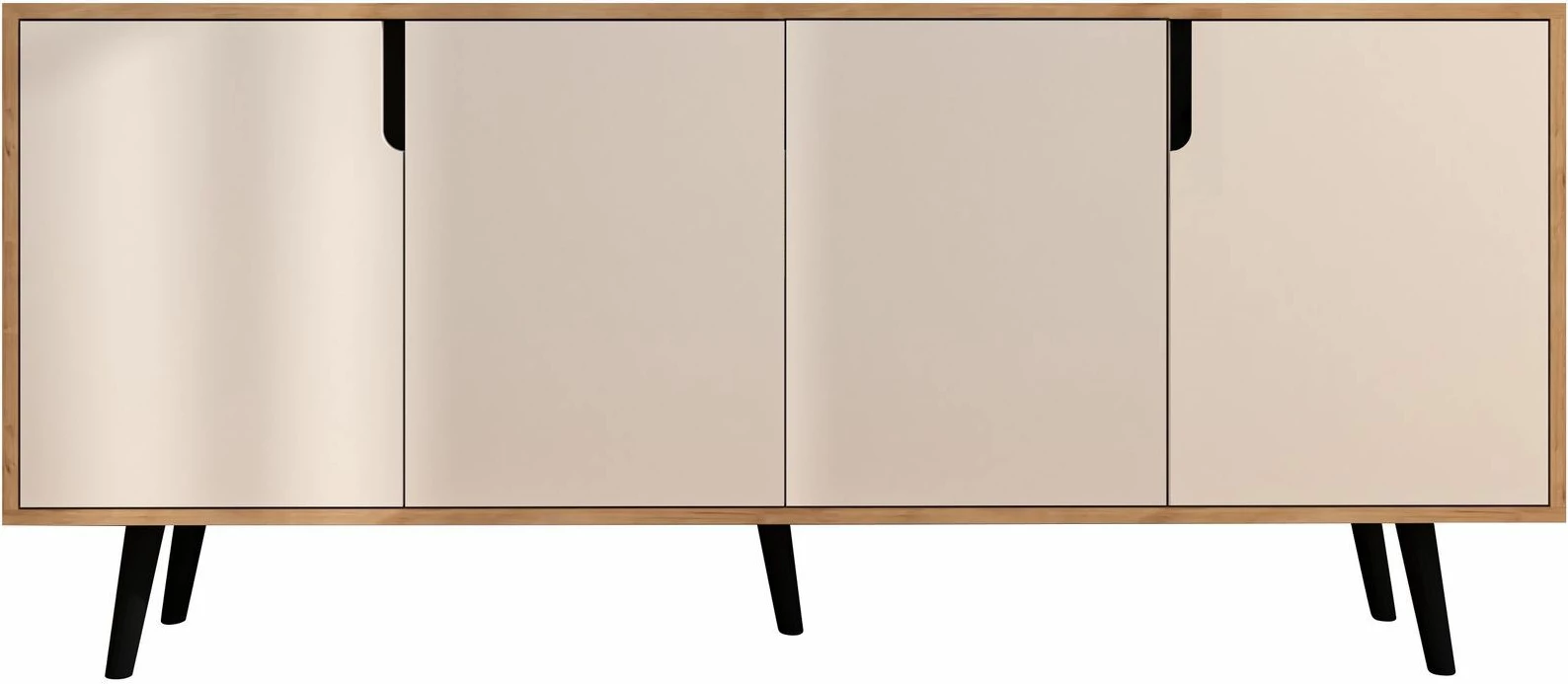 Konsol modern Skye Decor, ngjyrë lisi safir dhe e bardhë, 180 cm