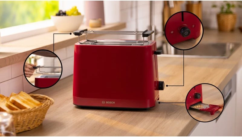 Toaster BOSCH TAT 3M124, i kuq