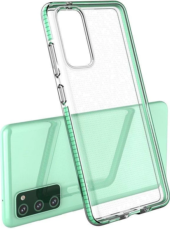 Mbështjellës Hurtel Spring Case për Samsung Galaxy A72, TPU, transparent me kornizë kaltër