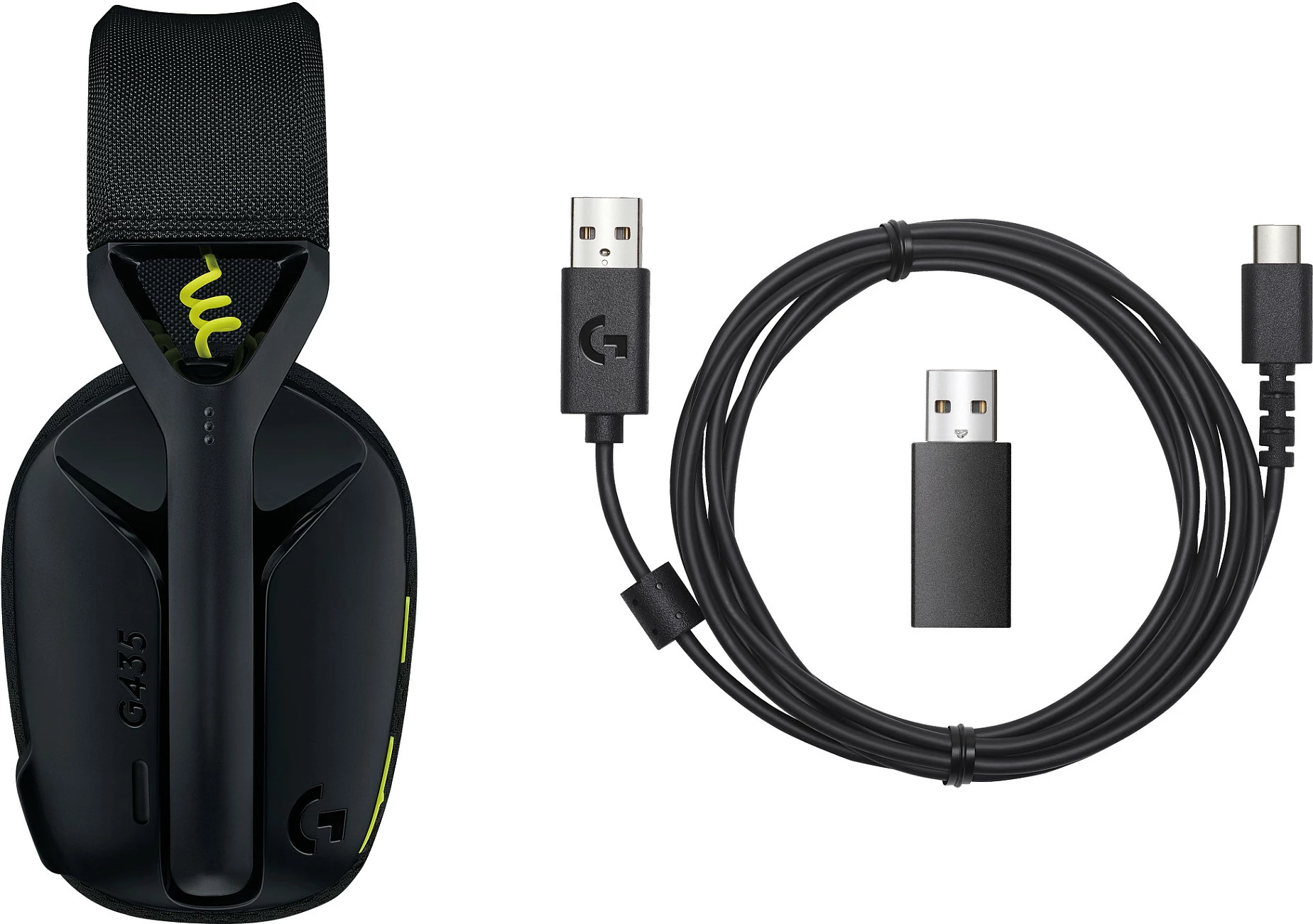 Kufje gaming Logitech G435 LIGHTSPEED, pa tela, e zezë dhe e verdhë neon