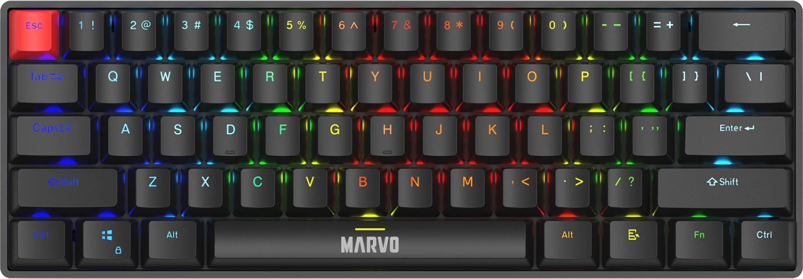 Tastierë mekanike Marvo KG933G Saber 61 60% RGB USB Type-C e zezë