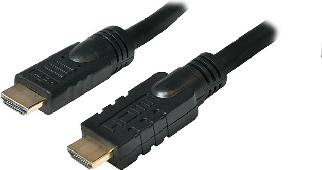 Kabllo HDMI LogiLink A/M–A/M, 15 m, 4K/30Hz, me amplifikator, e zezë