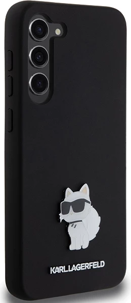 Mbështjellës Karl Lagerfeld Silicone Choupette Metal Pin për Samsung Galaxy S23+, i zi