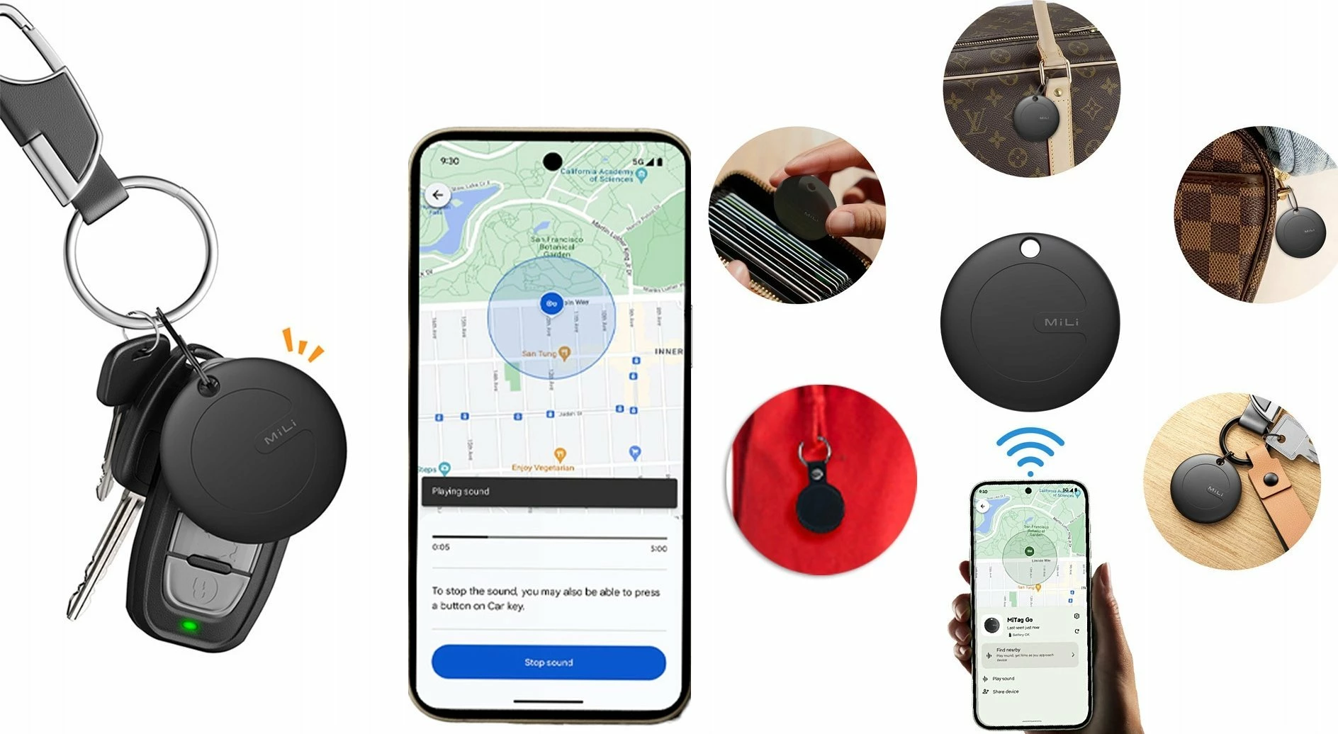 GPS lokator MiLi MiTag ANDROID, IPX67, CR2032, i zi