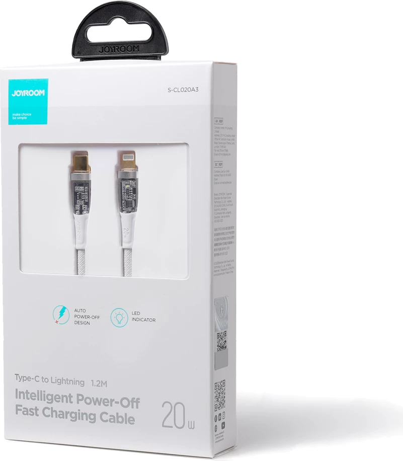 Kabllo Joyroom Star-Cloud Series A3 USB-C në Lightning, 1.2m, 20W, Bardhë