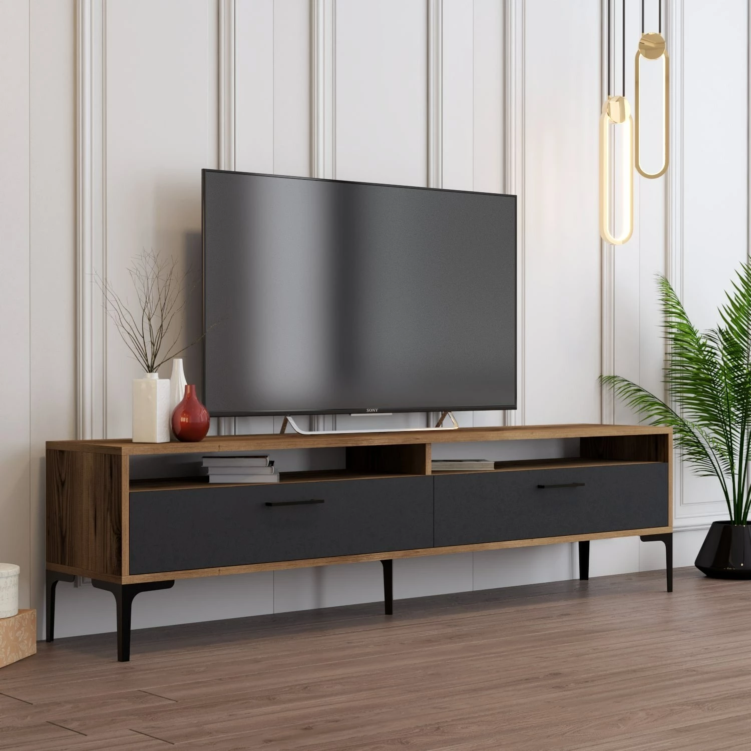 Komodë TV Skye Decor, Istanbul 2, ngjyrë arrë dhe antracit