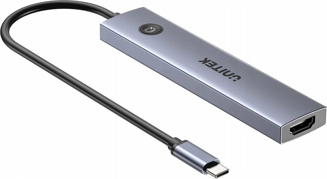 Hub USB-C Unitek H1124AGY01 7-në-1, 4K@60Hz, PD 100W, HDMI On/Off, 5 Gbps, Space Grey