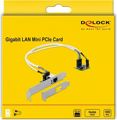 Kartelë rrjeti DeLOCK 95265, Mini PCIe, Gigabit Ethernet, 1x RJ-45, internal, argjend