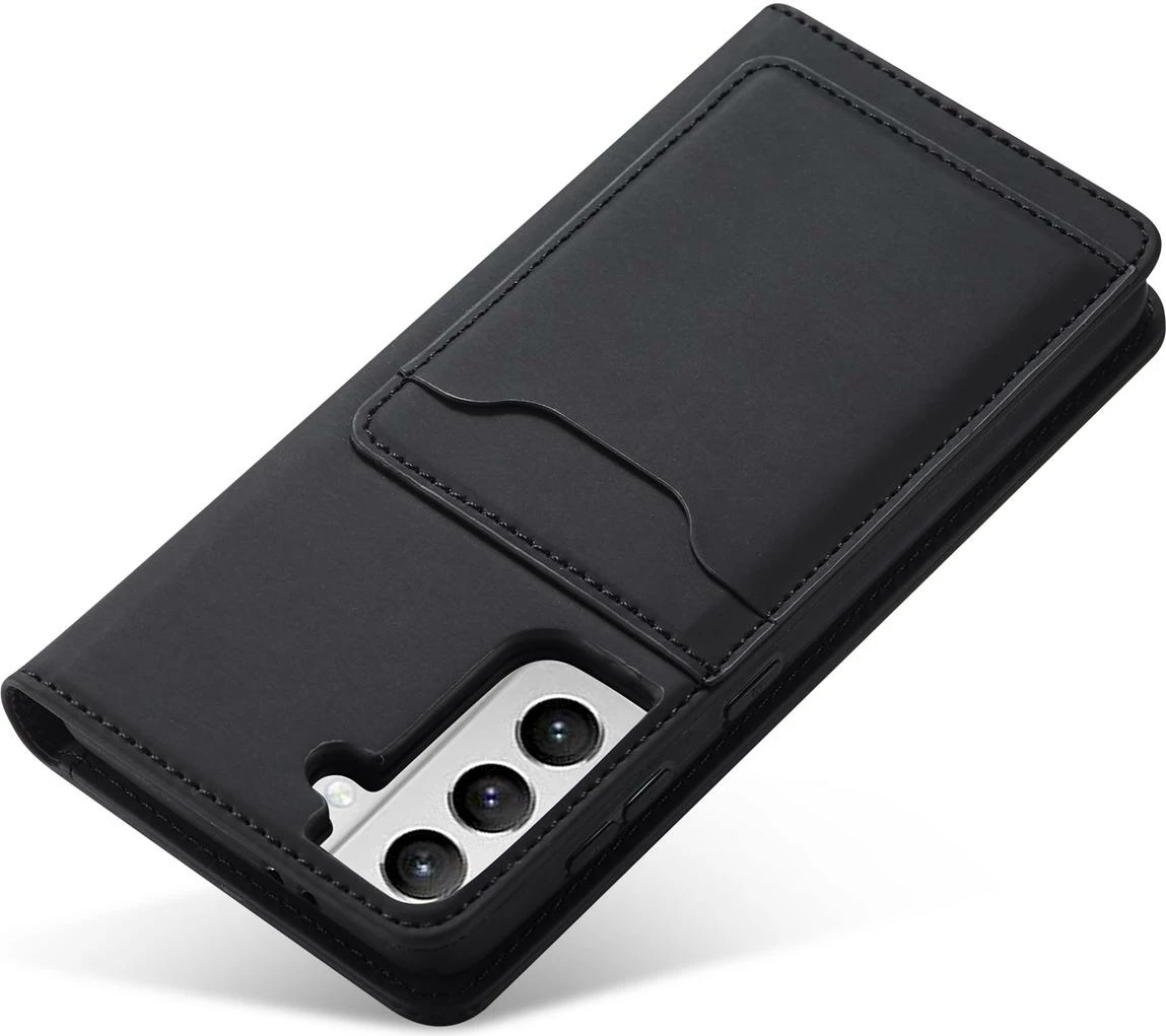 Mbështjellës magnetik për celular Hurtel Magnet Card Case për Samsung Galaxy S22+, i zi