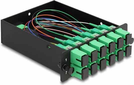 Kasetë fibër optike DeLOCK LWL HD, MPO në 12x SC Simplex, singlemode 9/125 µm, Polaritet A, e zezë