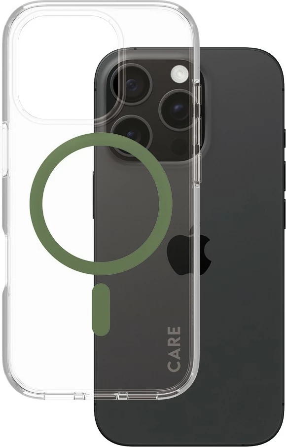 Mbështjellës PanzerGlass CARE Case Flagship MagSAFE për iPhone 16 Pro, transparent, green