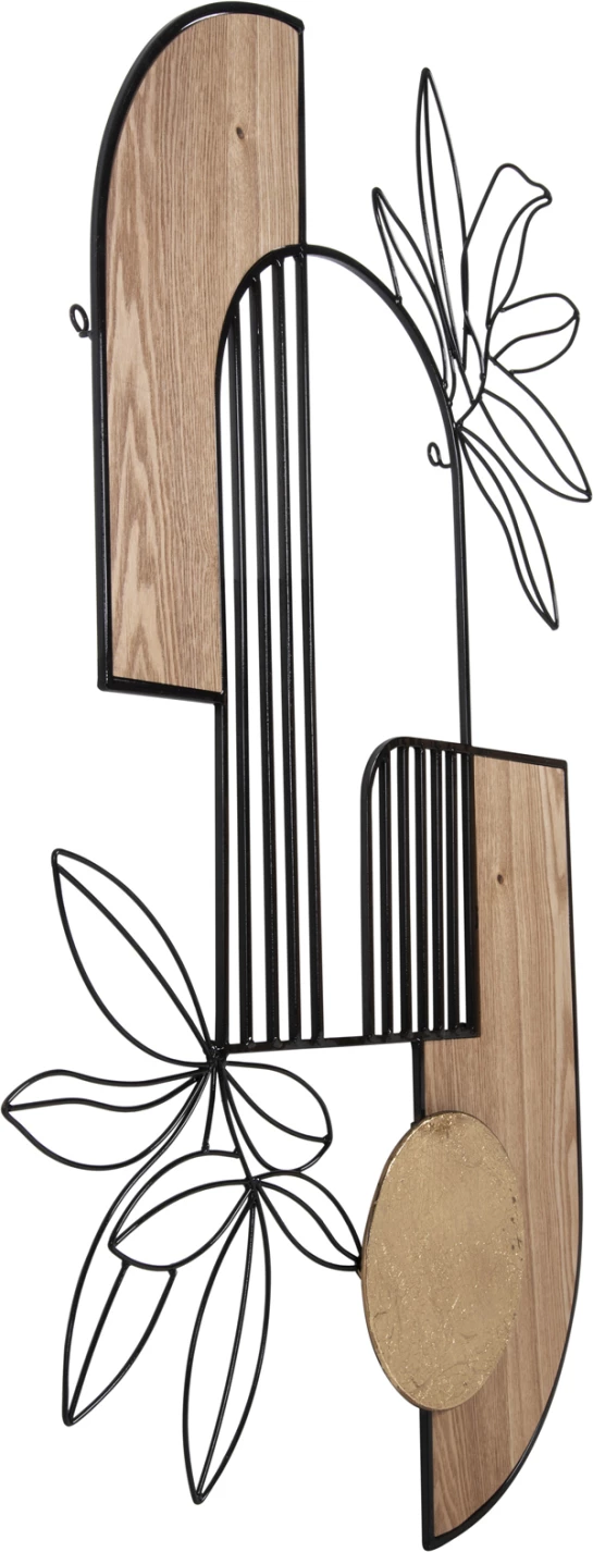 Dekor për mur, ngjyrë druri natyral dhe metal i zi, FH4218, 66x100 cm