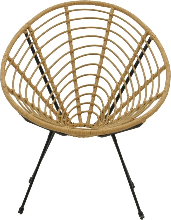 Karrige Naoki pe natyrale-këmbë metalike të zeza 78x74x87cm