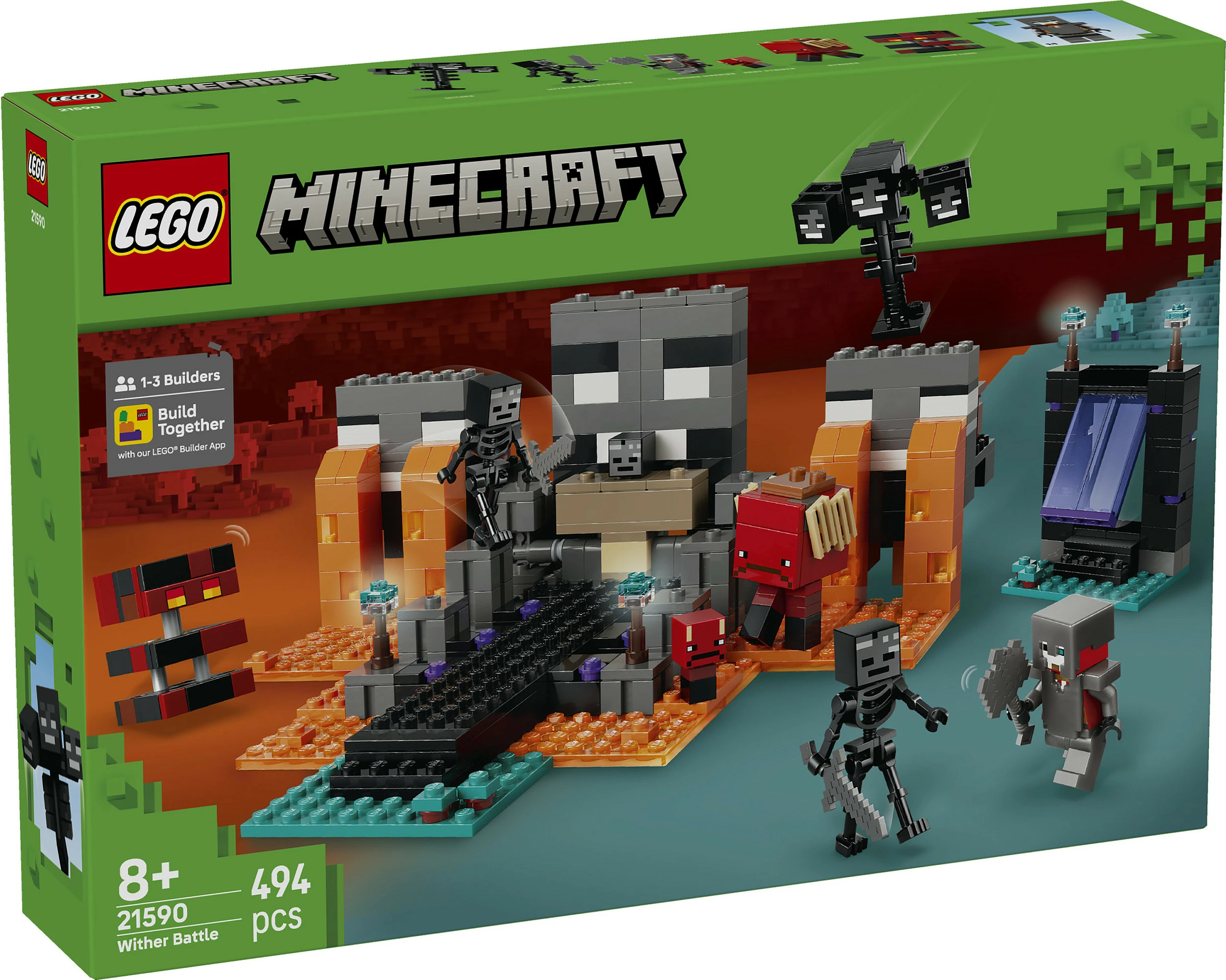 Set ndërtimi LEGO Minecraft Wither Battle 21590, 494 copë, 7 figura, shumëngjyrësh