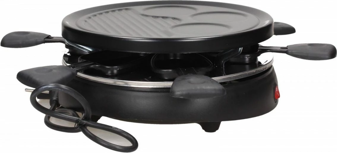 Grill elektrik Camry CR 6606 1200 W me pllakë të çmontueshme, non-stick, 6 tiganë raclette, e zezë