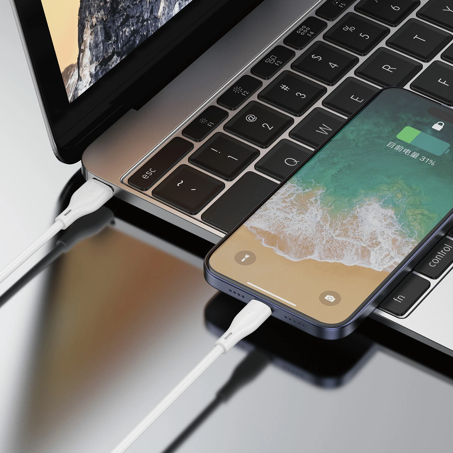 Kabllo Dudao L2L, USB në Lightning, 1m, 3A, e bardhë