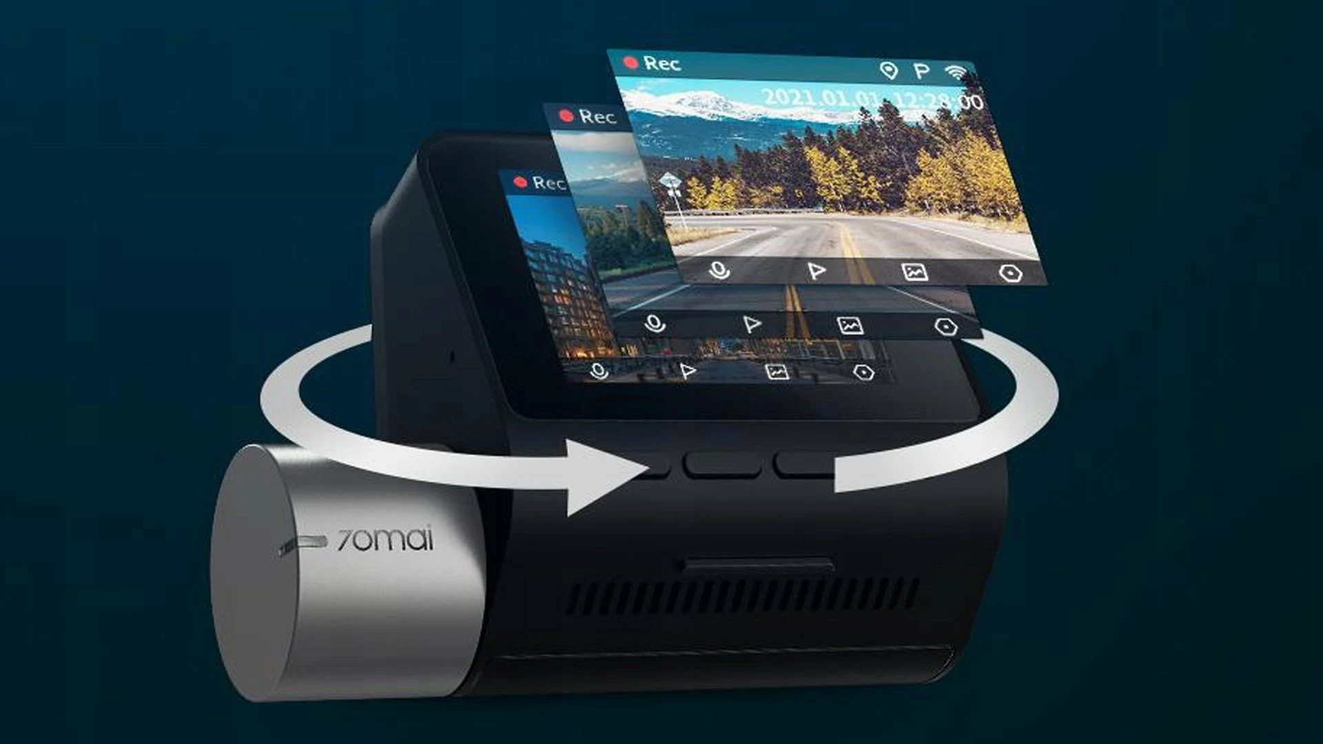 Kamerë regjistruese për veturë 70mai A510 1944p 60fps GPS 140° ekran 2" microSD deri 256GB, e zezë