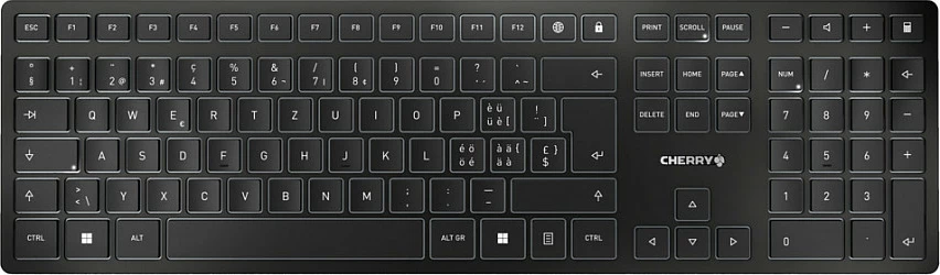 Tastierë Cherry KW 9100 SLIM, wireless RF + Bluetooth, QWERTZ (CH), me numpad, e zezë