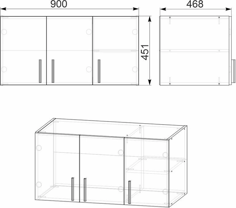 Dollap Warner me 3 dyer, ngjyrë arre, 90x46.5x45cm